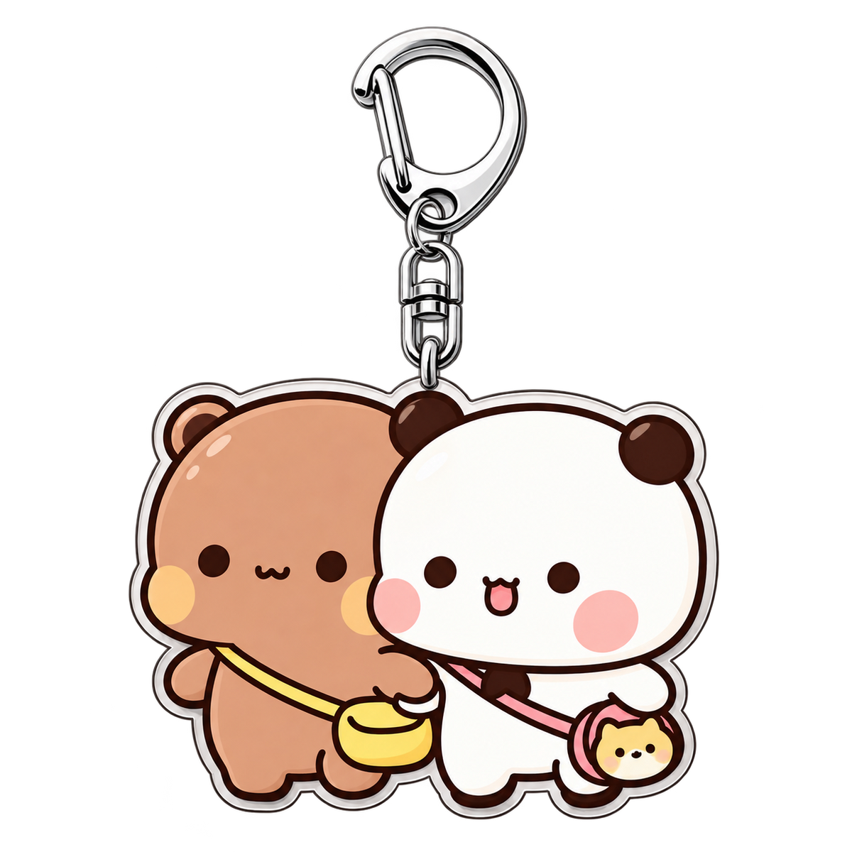 Bubu and Dudu double bear keychain on transparent background