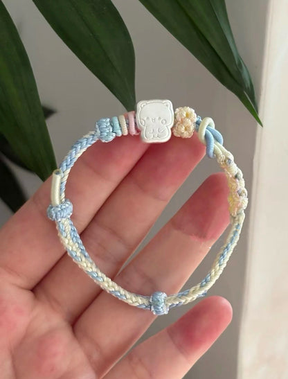 Pure Silver Bubu Dudu Braided Cord Bracelet
