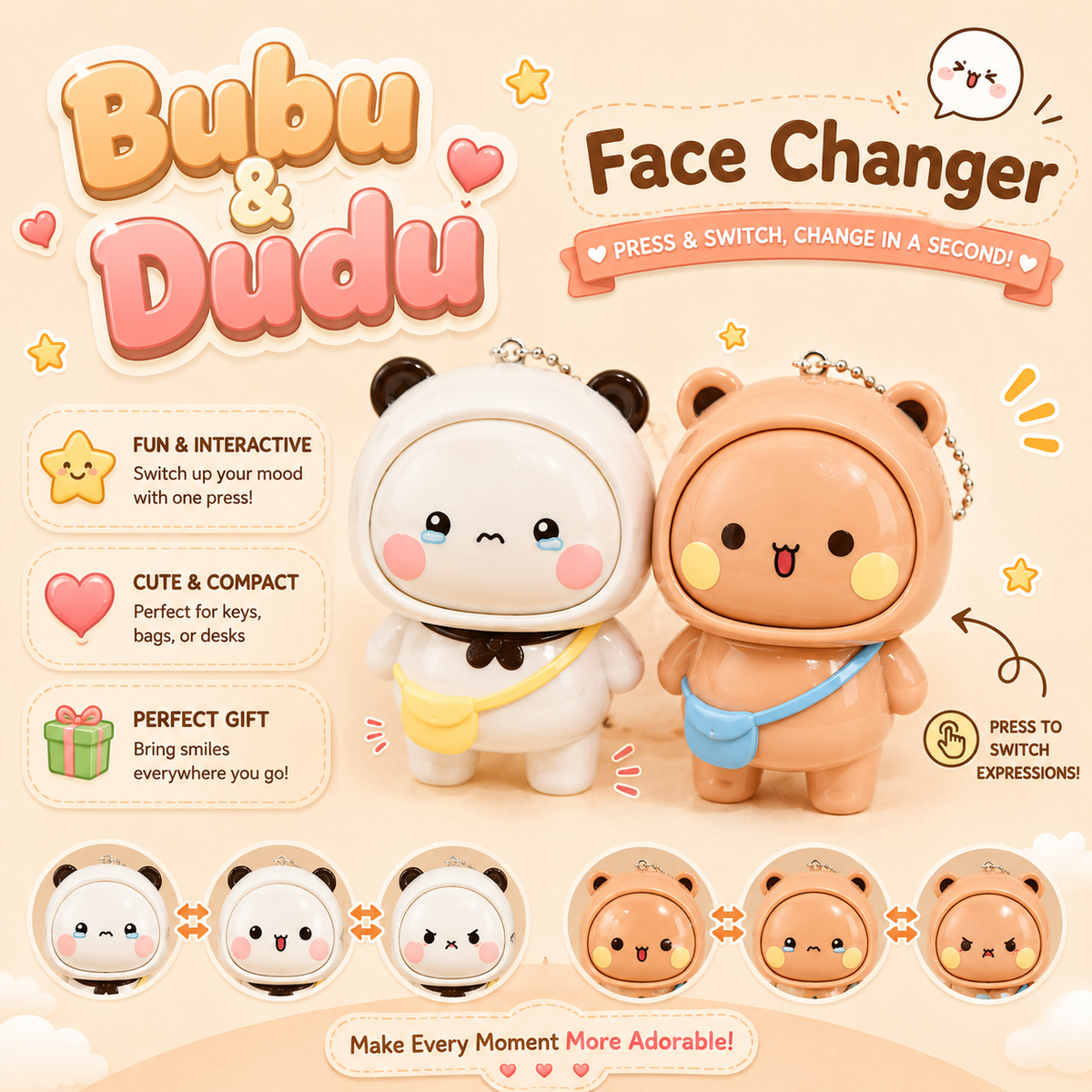 Bubu Dudu Face Changer Keychain product photo