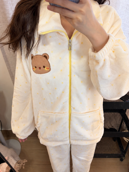 Bubu Dudu Autumn & Winter Flannel Pajama Set