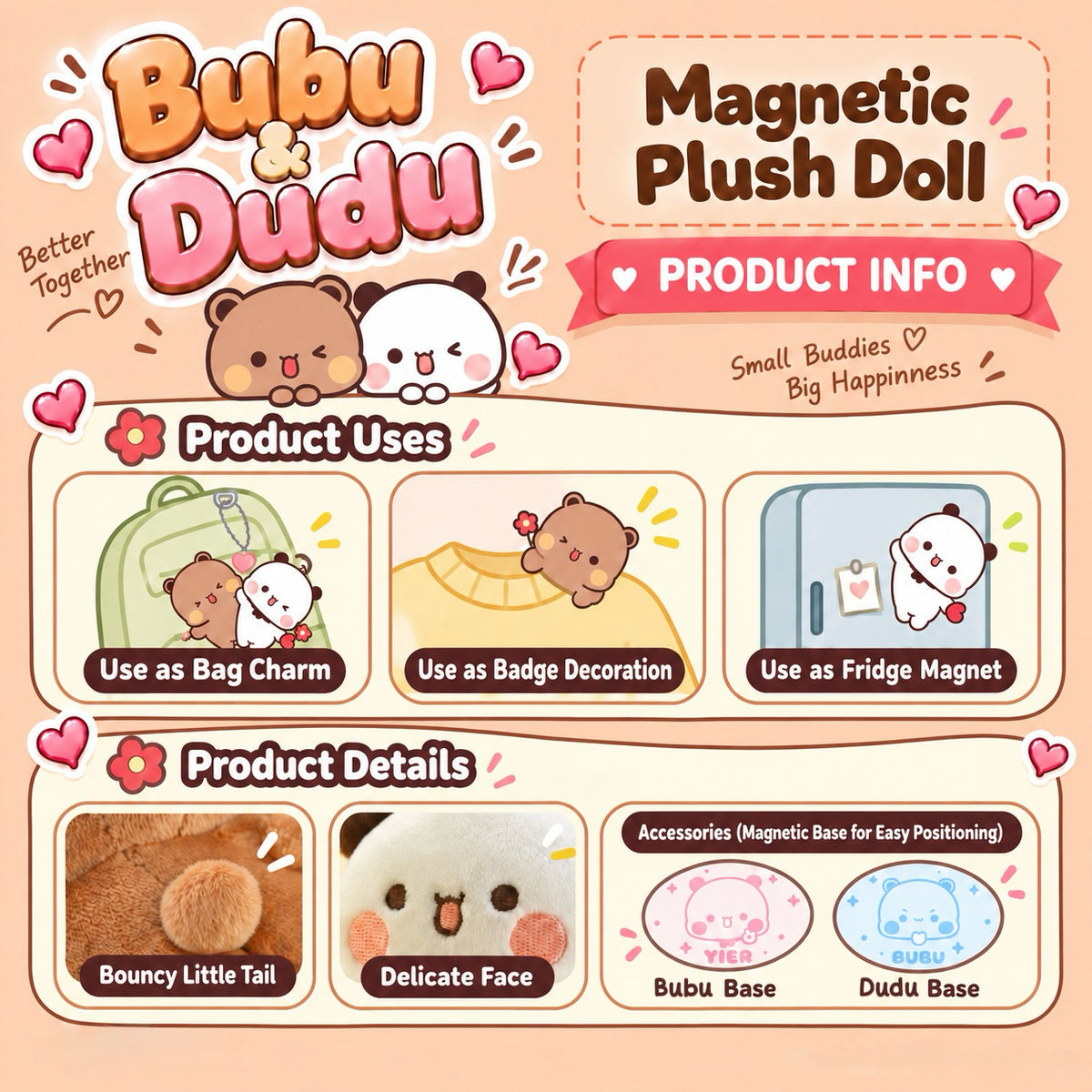 Bubu Dudu Magnetic Plush Doll