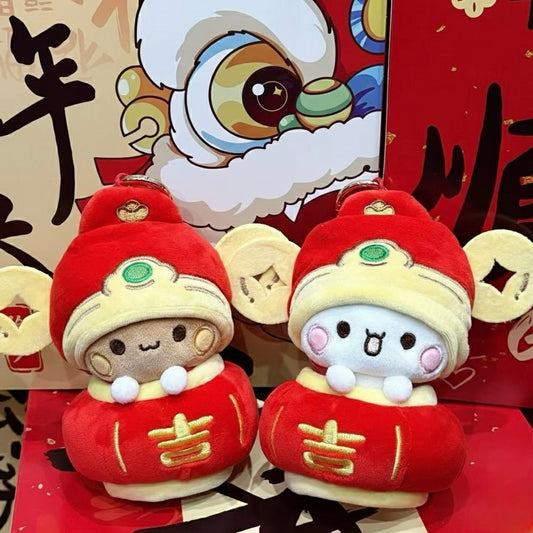 Handmade Bubu Dudu CNY 10cm Plush Charm Keychain｜手工布布一二新年公仔10厘米挂件