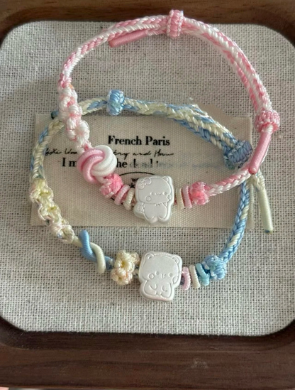 Pure Silver Bubu Dudu Braided Cord Bracelet