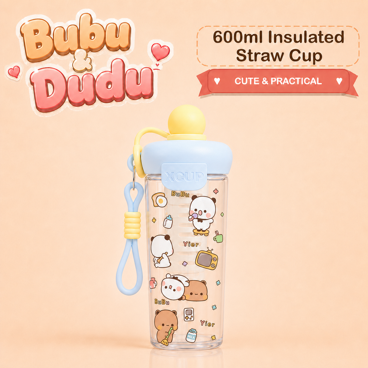 Bubu Dudu 600ml Insulated Straw Cup Design C Blue option image