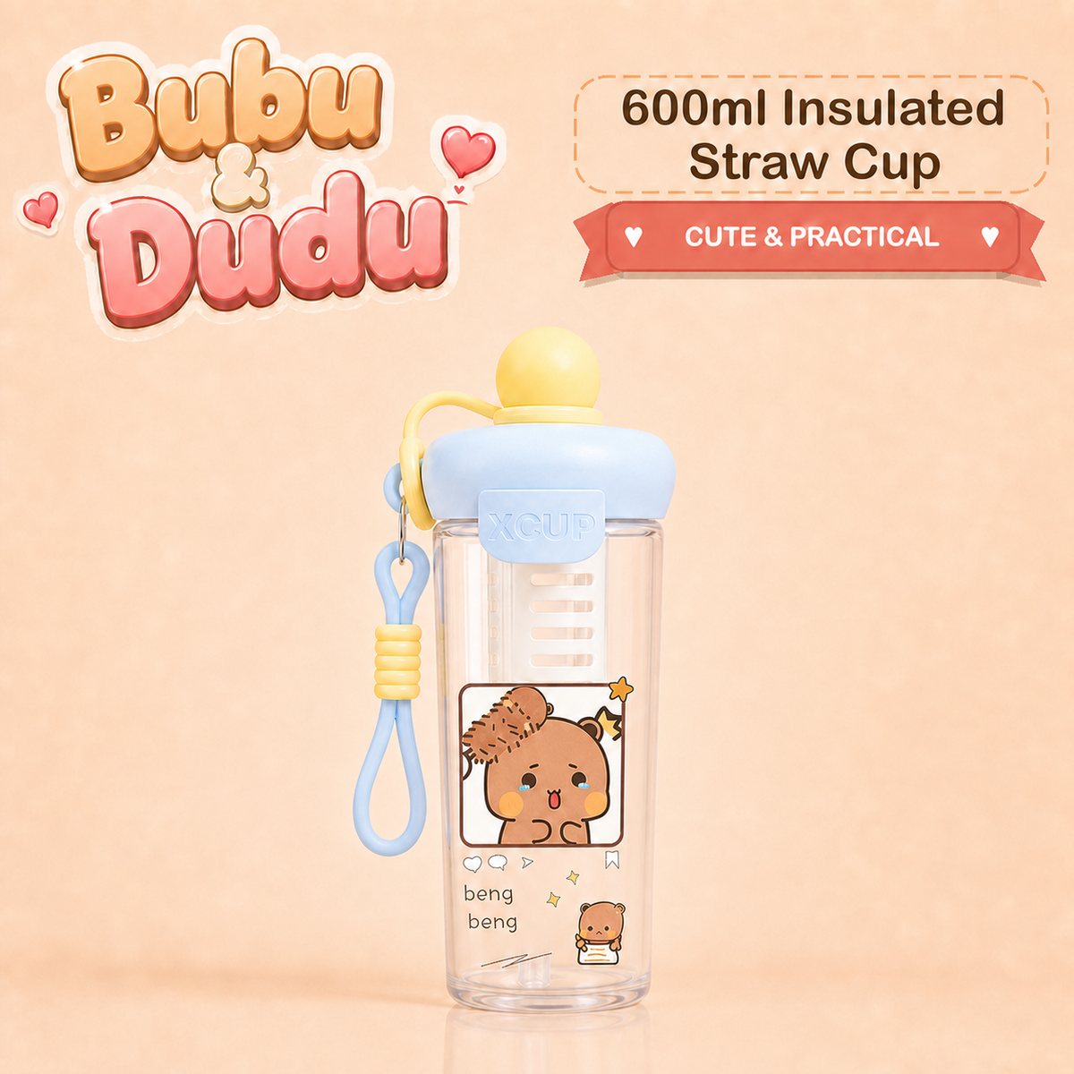 Bubu Dudu 600ml Insulated Straw Cup Design F Blue option image
