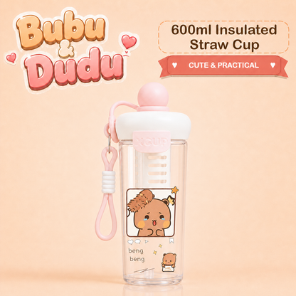 Bubu Dudu 600ml Insulated Straw Cup Design F Pink option image