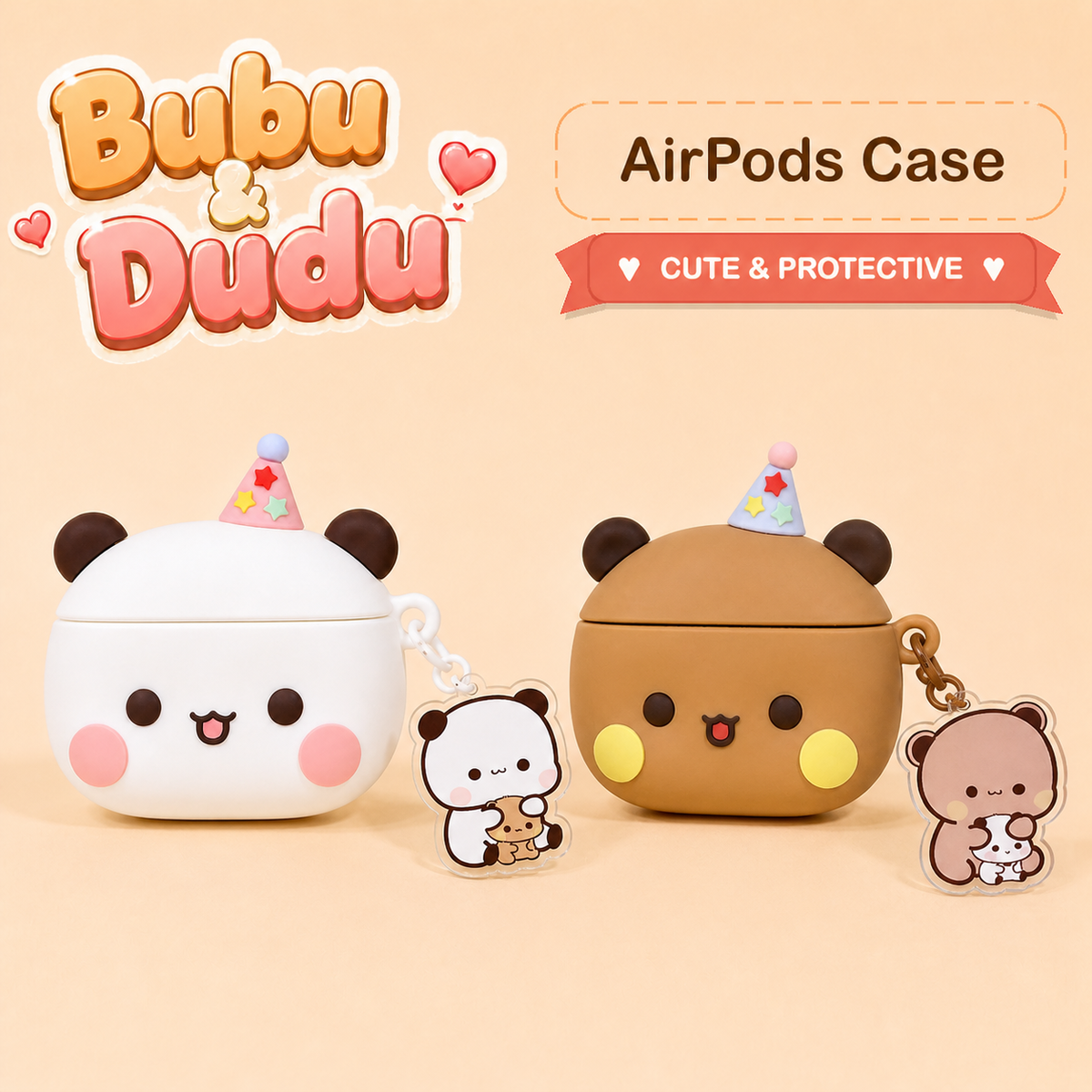 Bubu Dudu AirPods Case ordinary wide-shape cover with exact matching acrylic keychains
